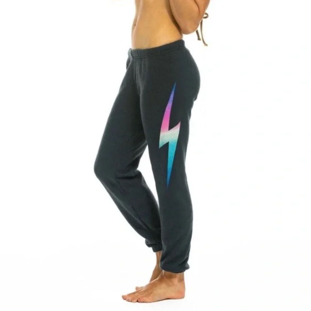 Aviator Nation Charcoal with Lightning Bolt Sweatpants Small